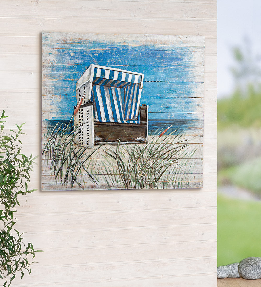 Bild Strandkorb Holz blau