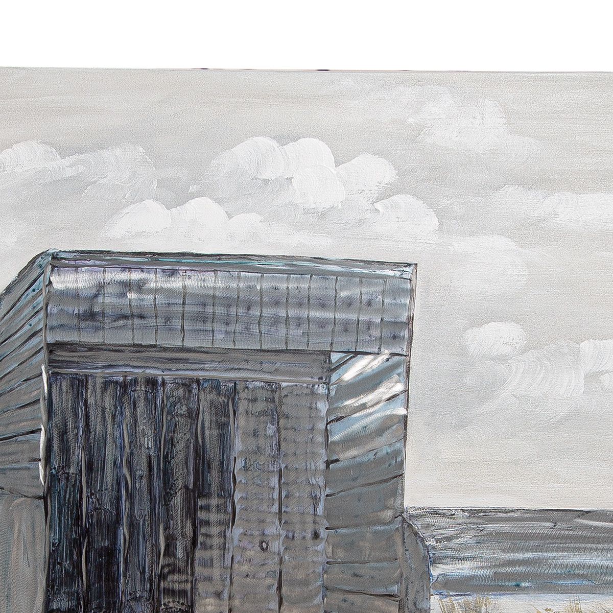 Wandbild Strandkorb Leinwand Grau 3D Effekt 80x80cm