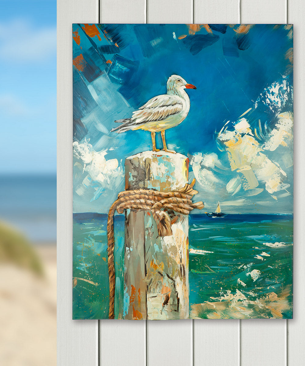 Metall Wandbild Coast Bird Möwe maritim 3D Optik 100x75cm