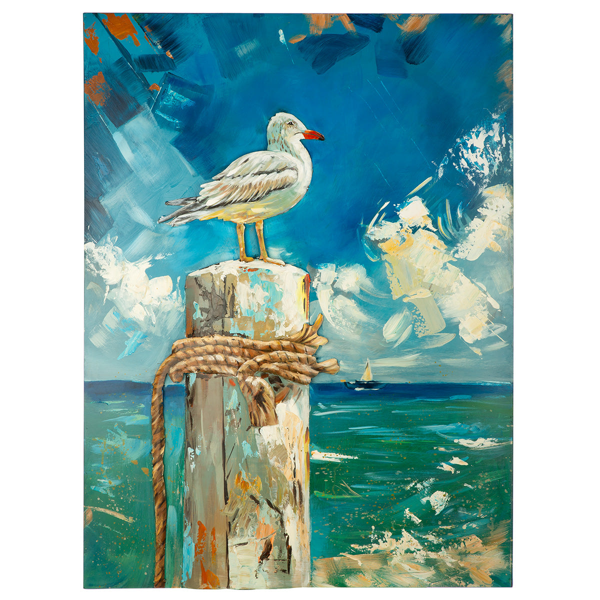 Metall Wandbild Coast Bird Möwe maritim 3D Optik 100x75cm