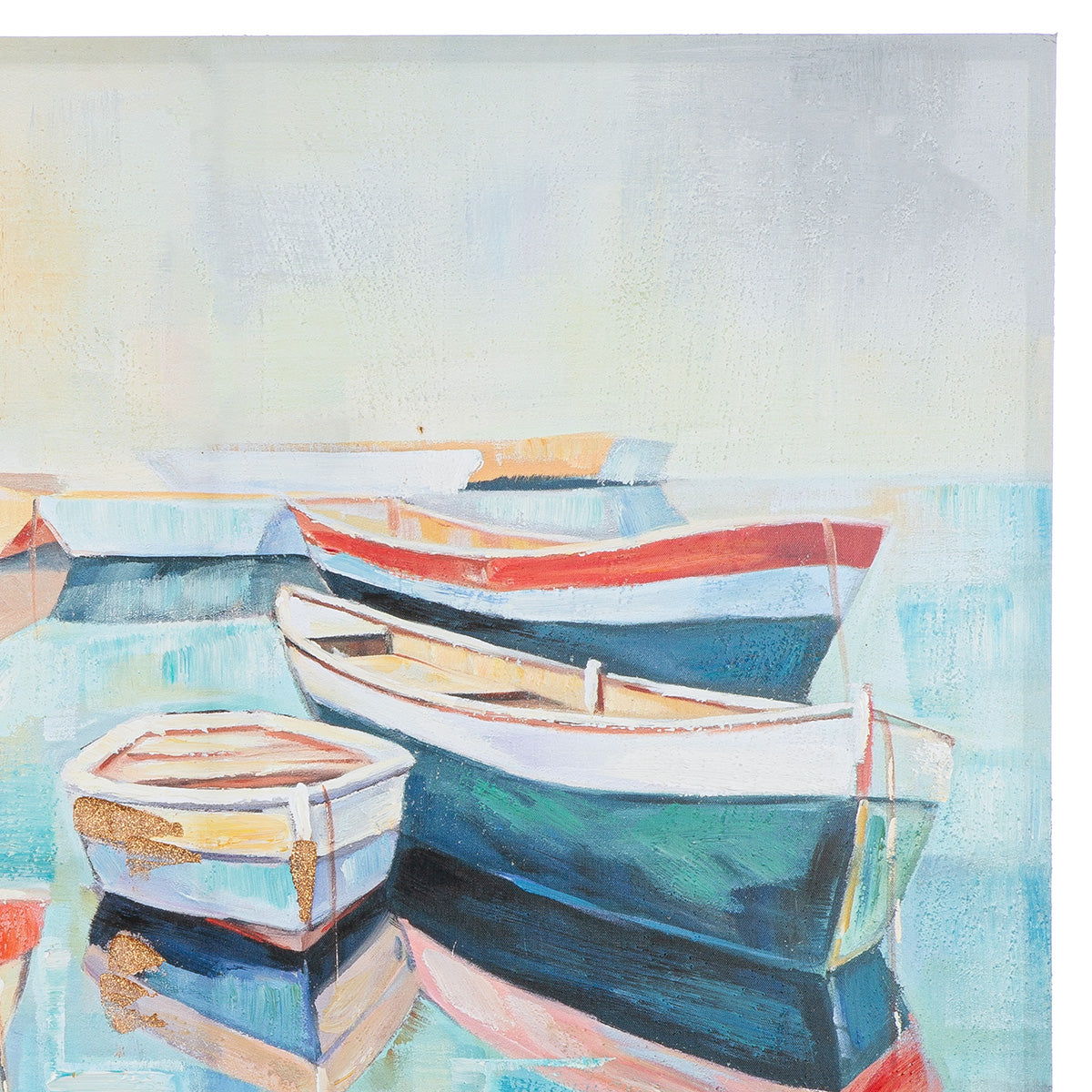 Leinwandbild Malta Boote Hafen maritim handgemalt quadratisch 100x100 cm