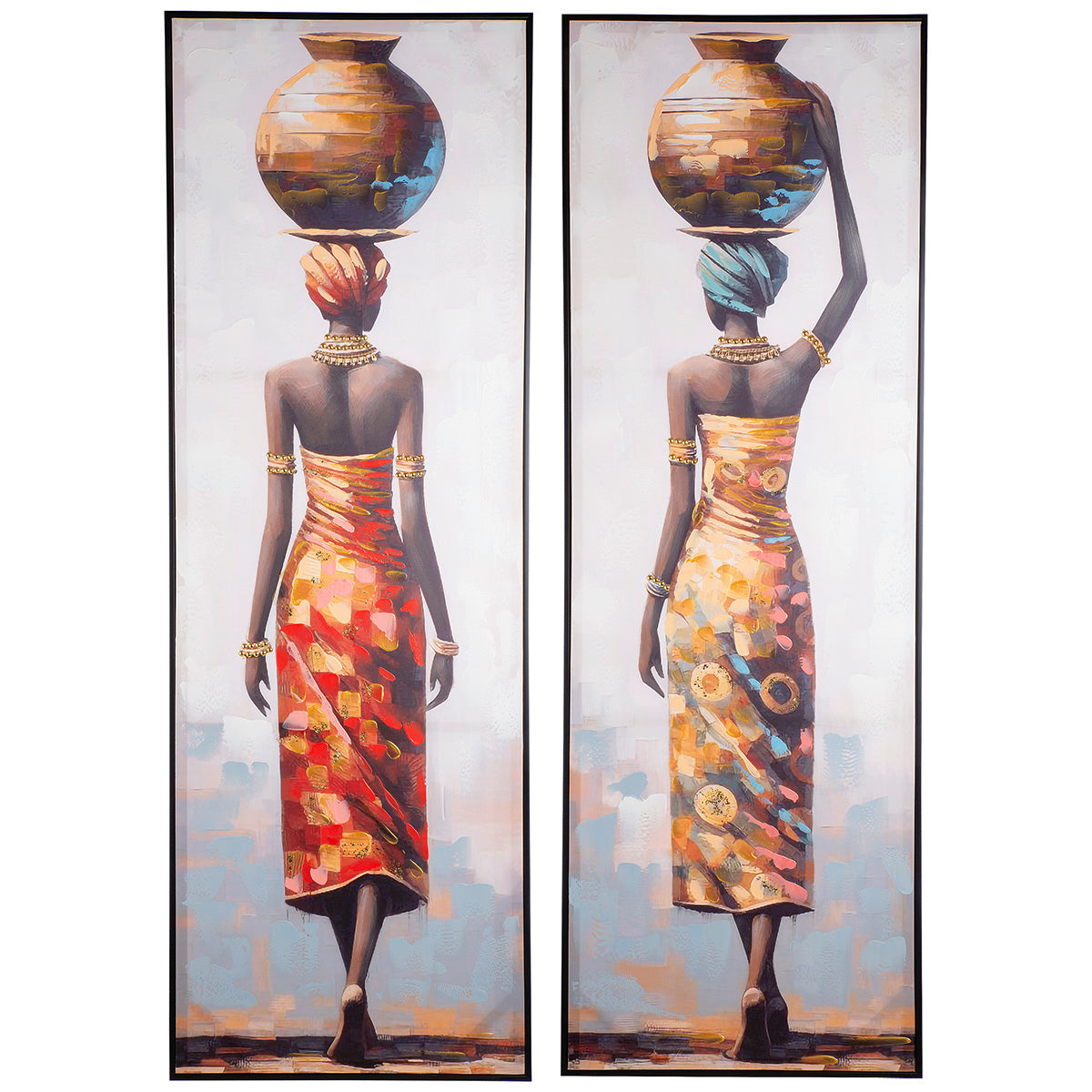 Wandbild Set Makeda Frauenmotiv Leinwand Handgemalt 152x52cm