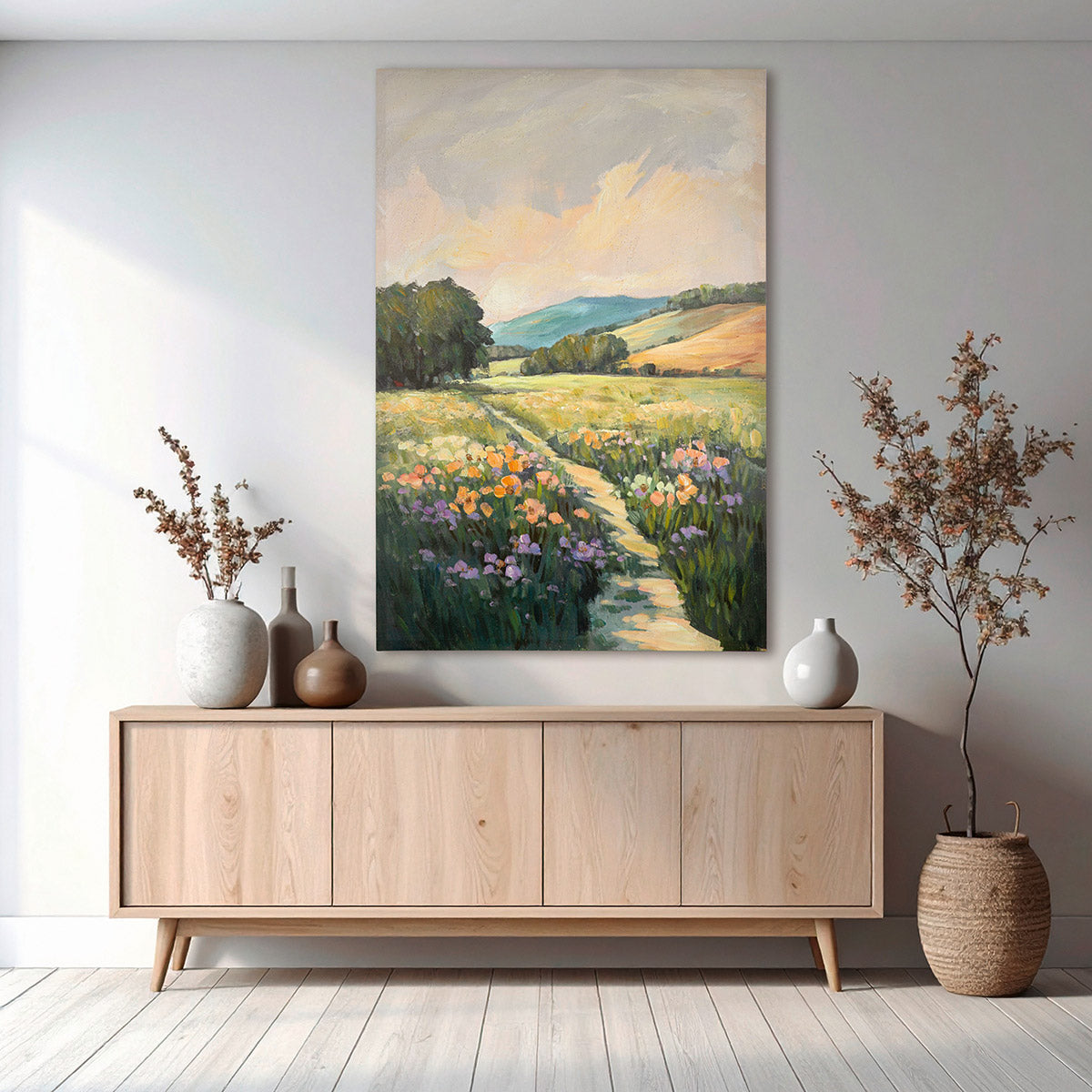 Leinwandbild Karrvag Landschaft Blumen Natur handgemalt 60x90 cm