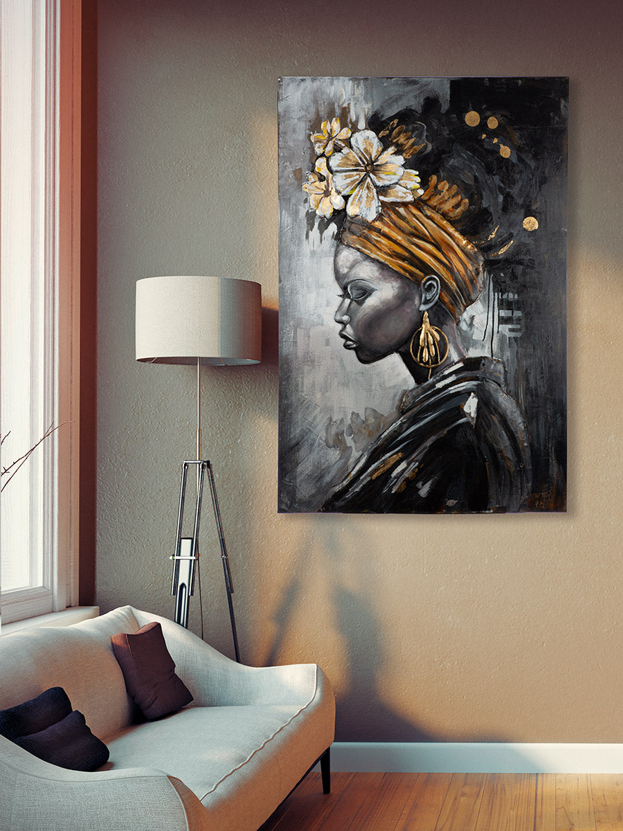 Metallbild Beauty in Black Frauenmotiv schwarz 80 x 120 cm