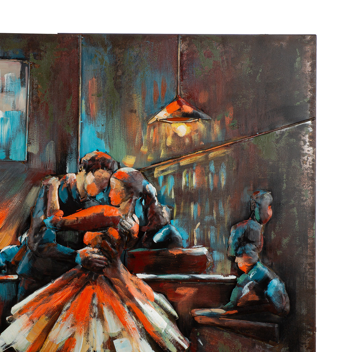 Metall Wandbild Bartime Jazz Szene 3D Optik 120x80cm