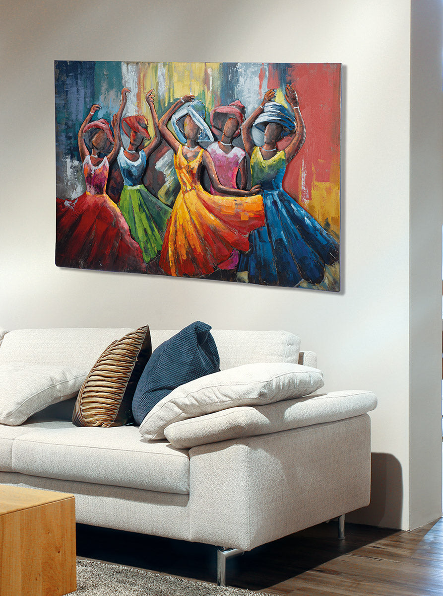 Metall Wandbild Lets Dance Frauen Tanz 3D Optik 120x80cm