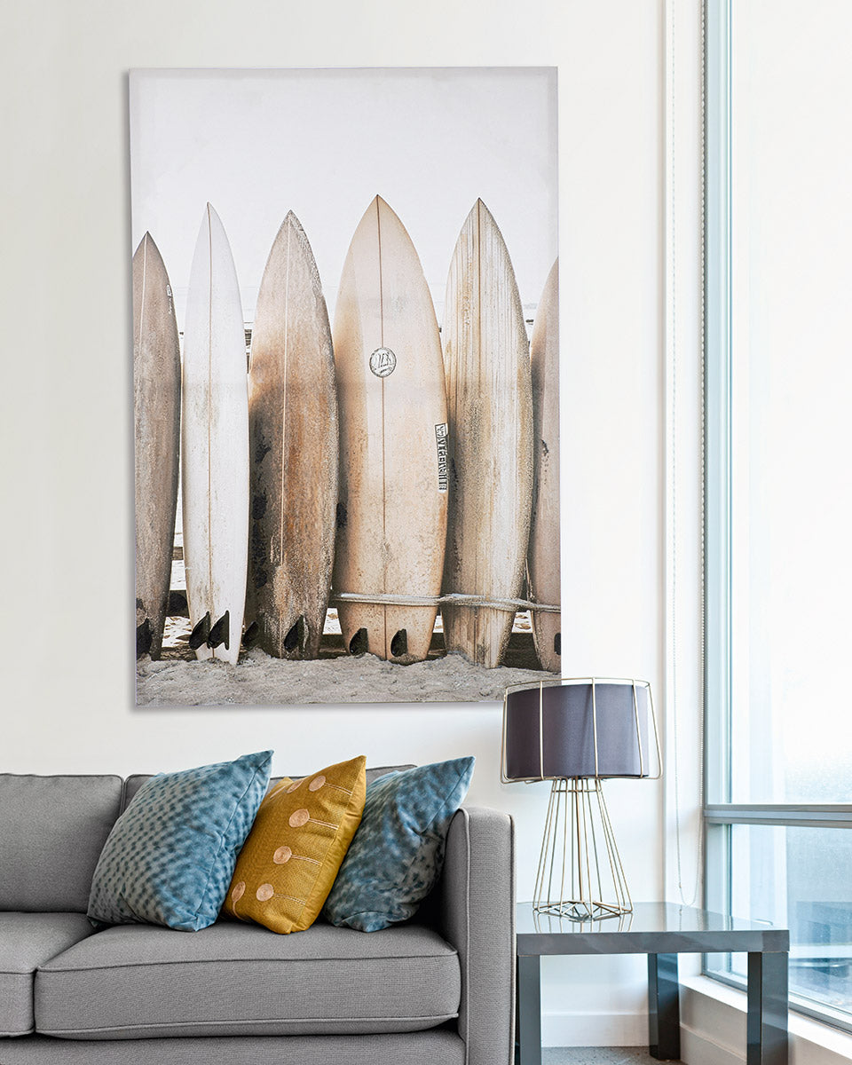 Leinwandbild Surfbretter Strand Holzoptik modern 80x120 cm