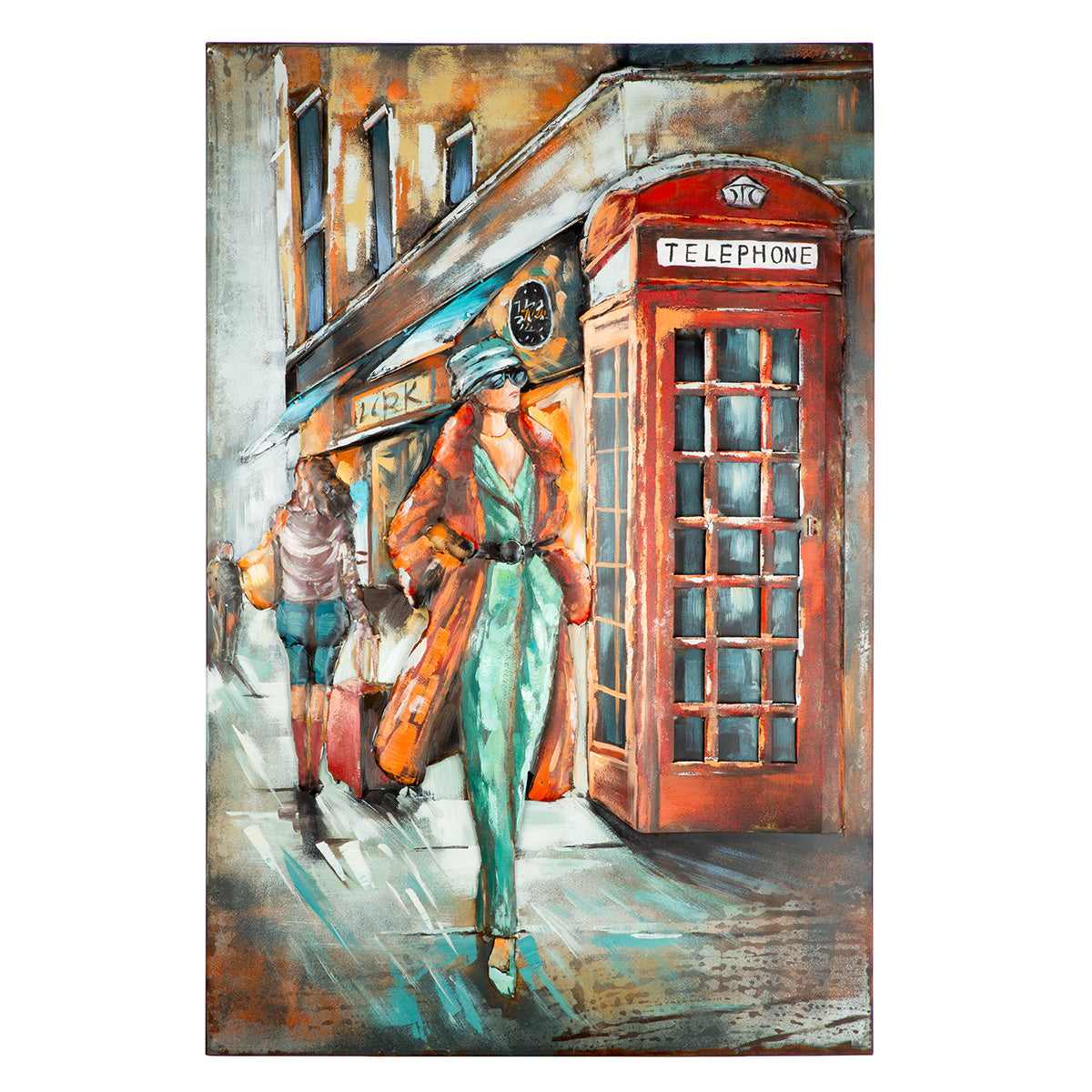 Metallbild English Call rechteckig grau rot 80 x 120 cm