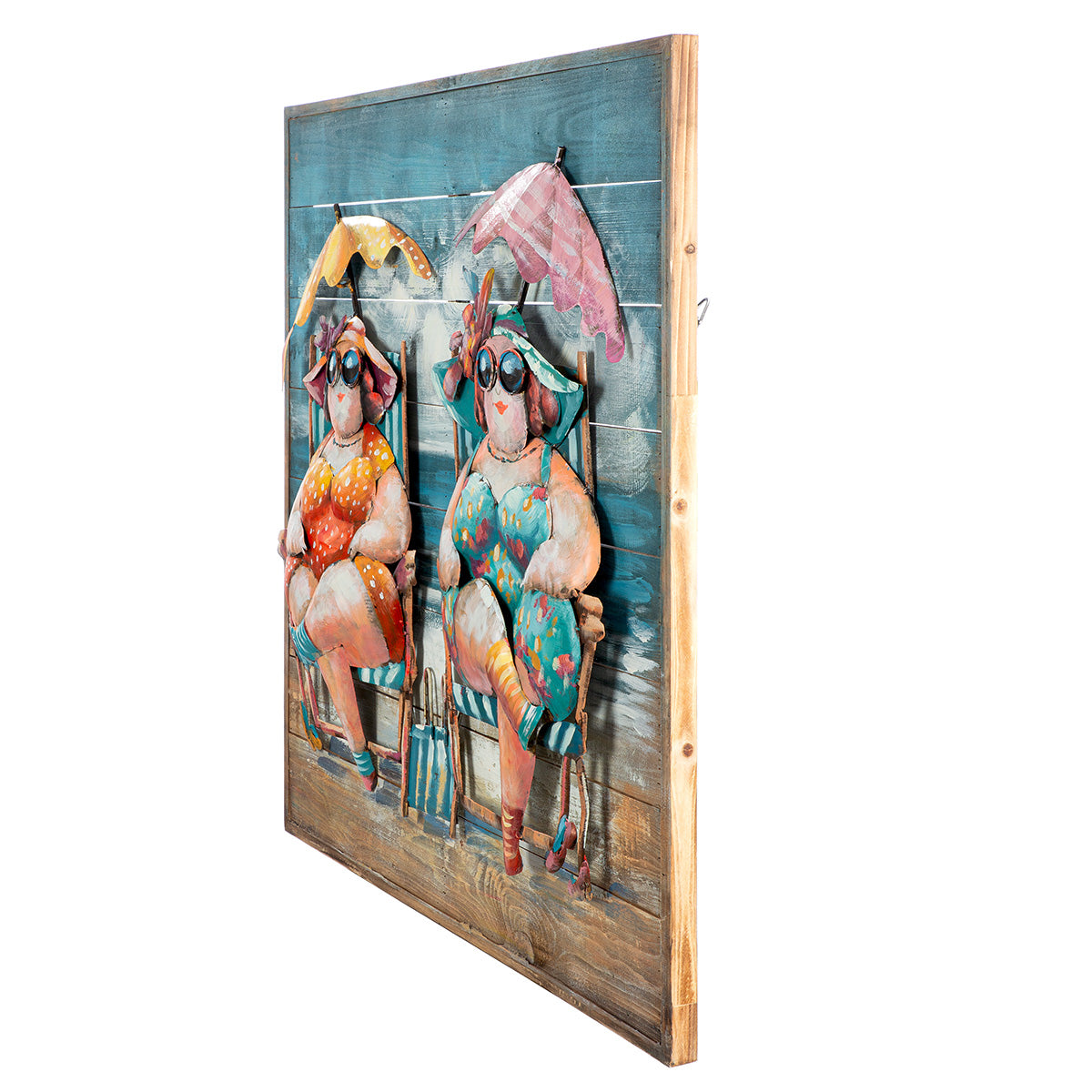 Wandbild Badedamen Sun Ladies 80 cm Holz Metall