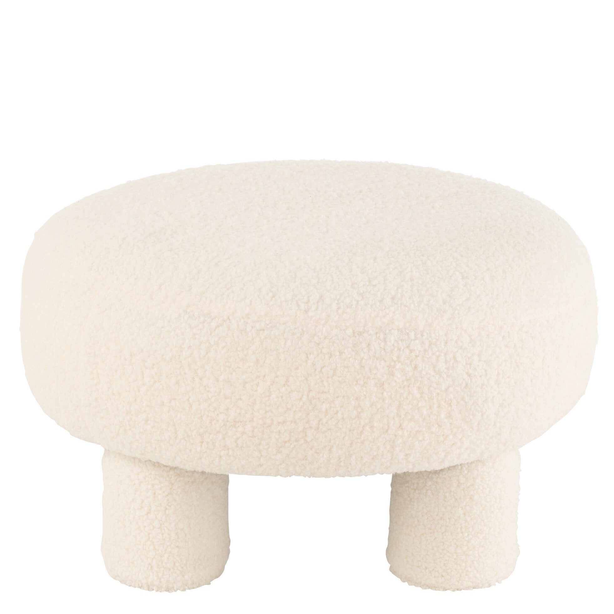 Runder Hocker Teddy mit Veloursbezug in weiß