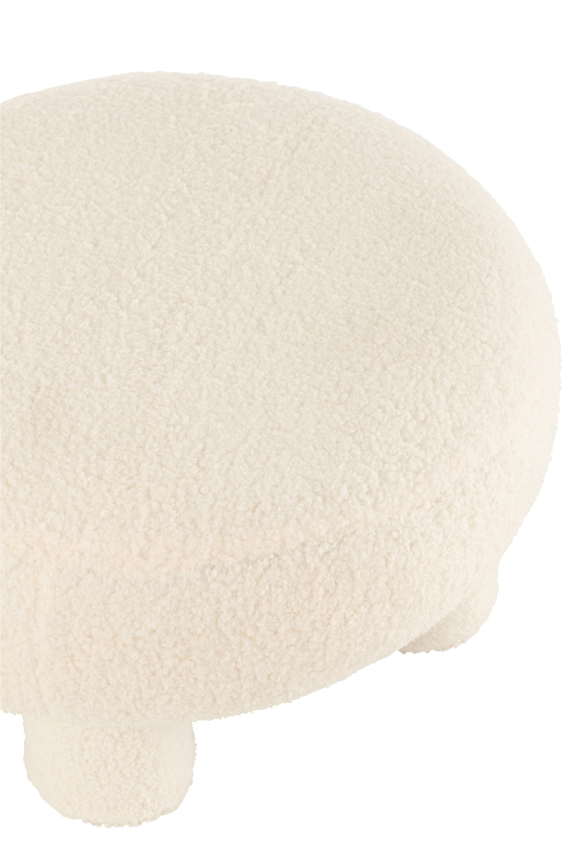 Runder Hocker Teddy mit Veloursbezug in weiß