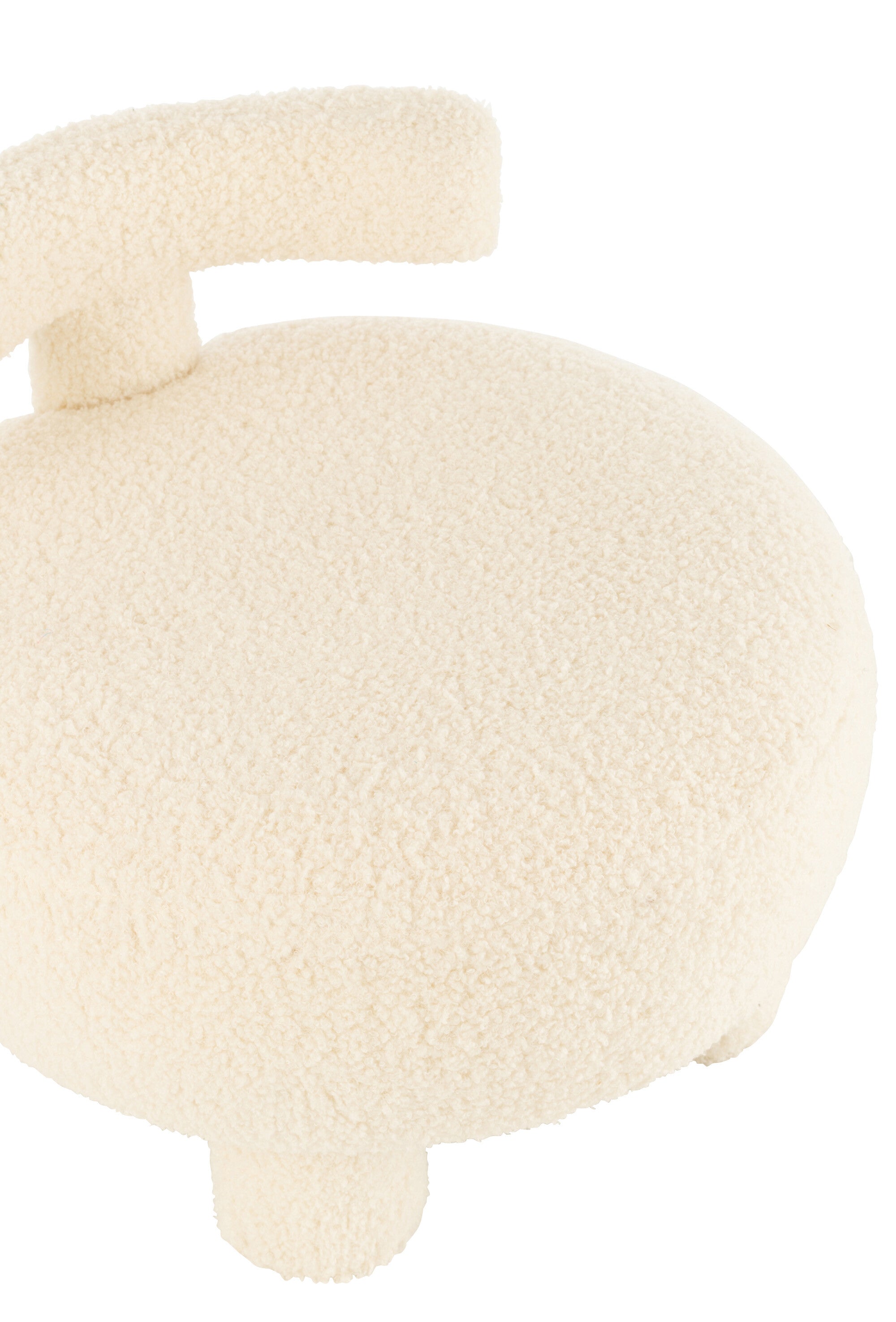 Runder Hocker mit Rückenlehne, Veloursbezug in weiß