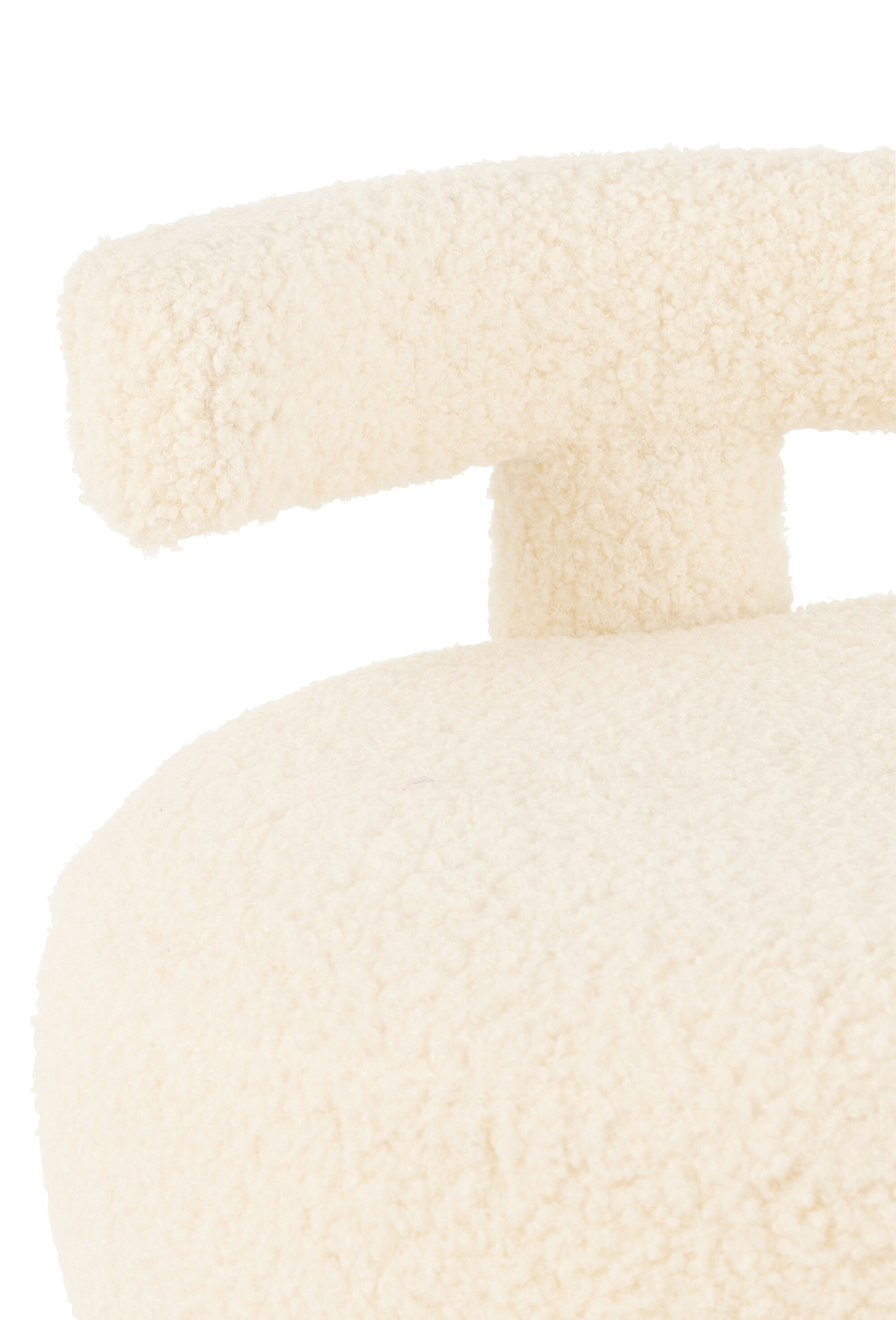 Runder Hocker mit Rückenlehne, Veloursbezug in weiß