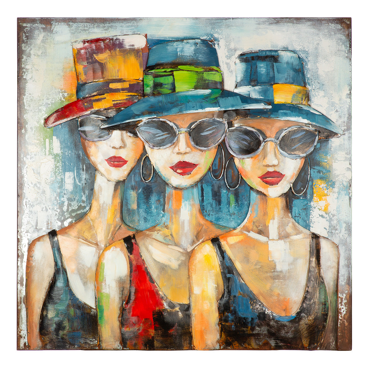 Metallbild Red Lips Society quadratisch mehrfarbig 100 x 100 cm