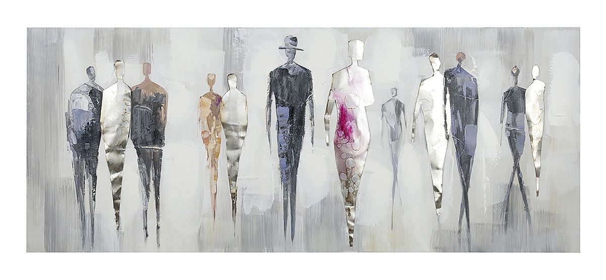 Handgeschilderd aluminium canvas schilderij Elegance of Fashion Rechthoekig, 50 x 120 cm