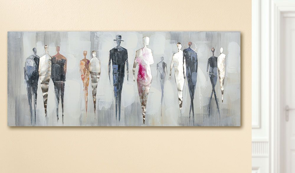 Handgeschilderd aluminium canvas schilderij Elegance of Fashion Rechthoekig, 50 x 120 cm
