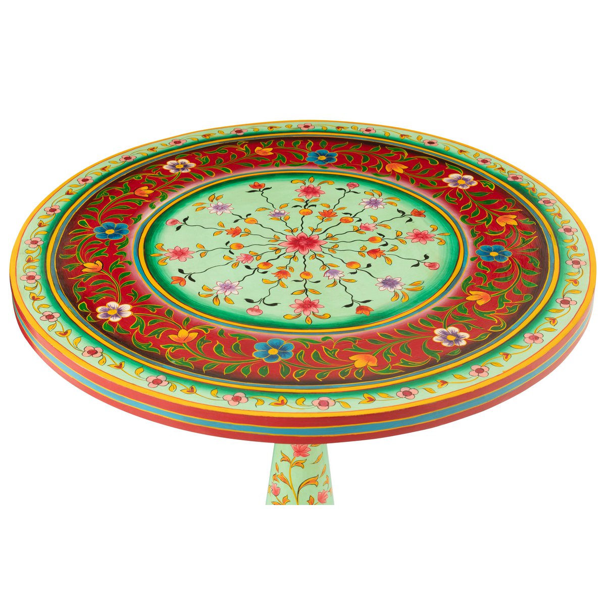 Runder Holztisch Mumbai – Handbemalter Beistelltisch aus Mango-Holz