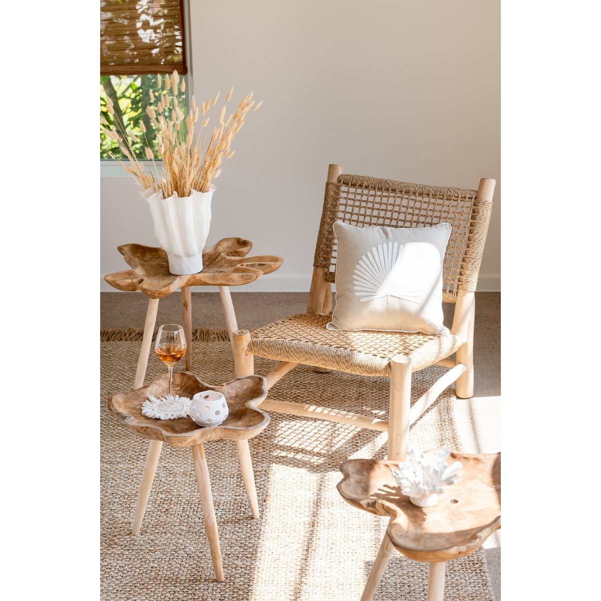 Beistelltisch Set Splash – 2er Set aus Teakholz in Natur