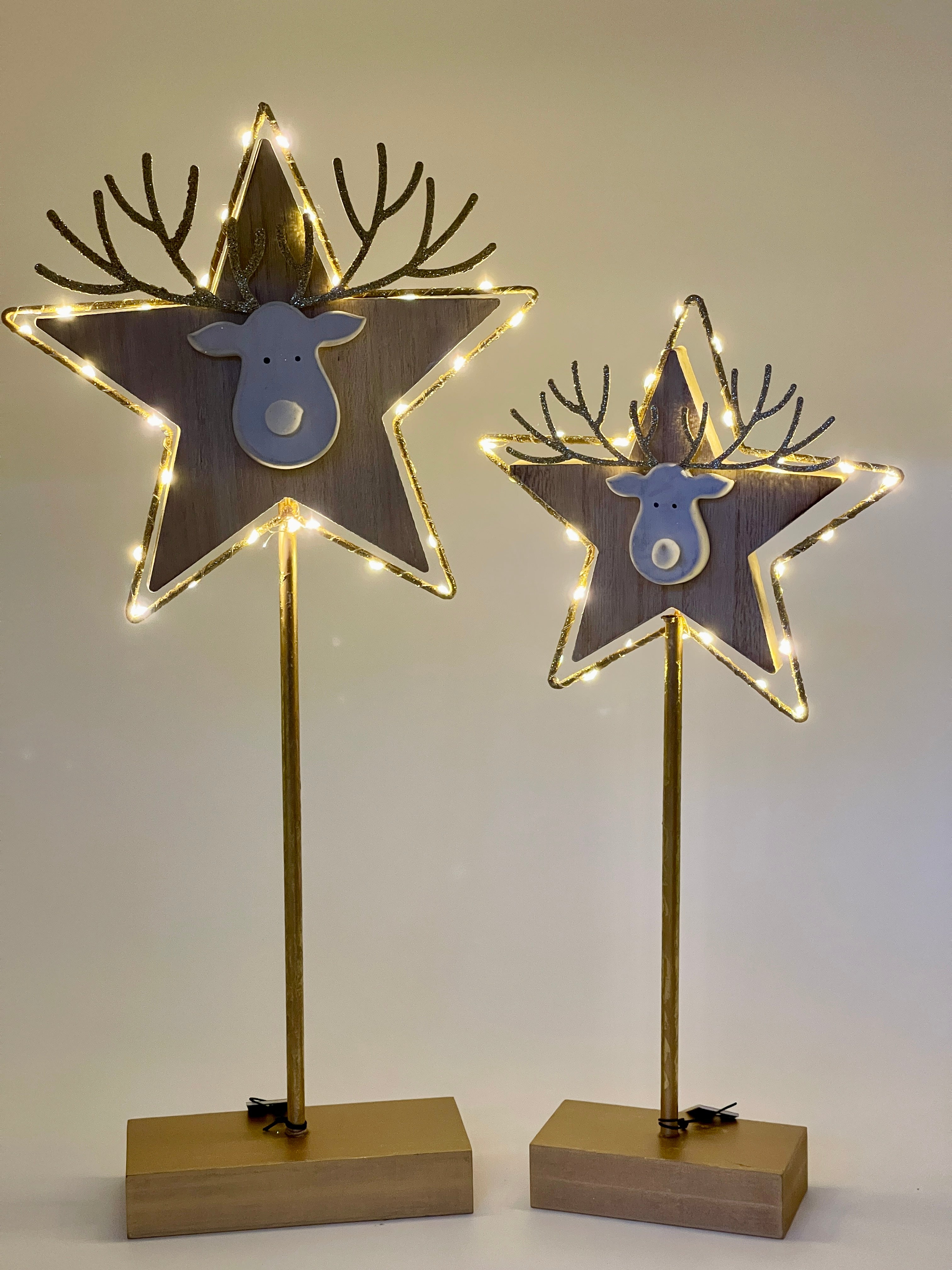 Aufsteller Rentierkopf LED zwei Größen Weihnachtsdekoration Hirsch Elch