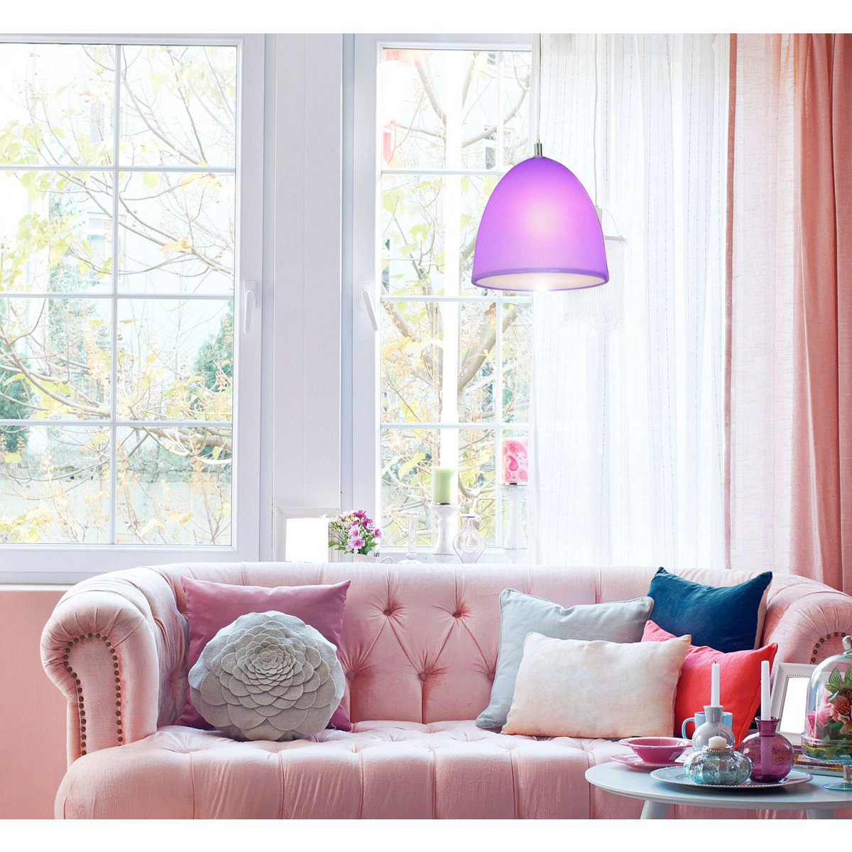 Silikon Pendelleuchte "CATINUS" Ø 25cm, aus violettem Silikon, E27