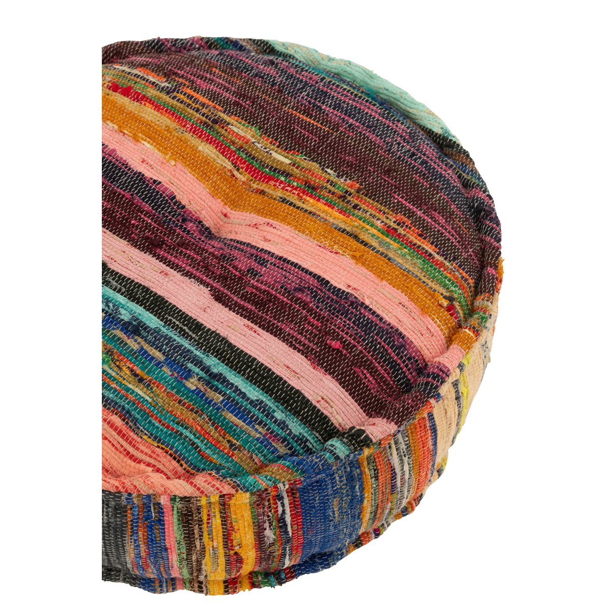 J-Line Pouf Chindi Rund Baumwolle/Polyester-Mischung