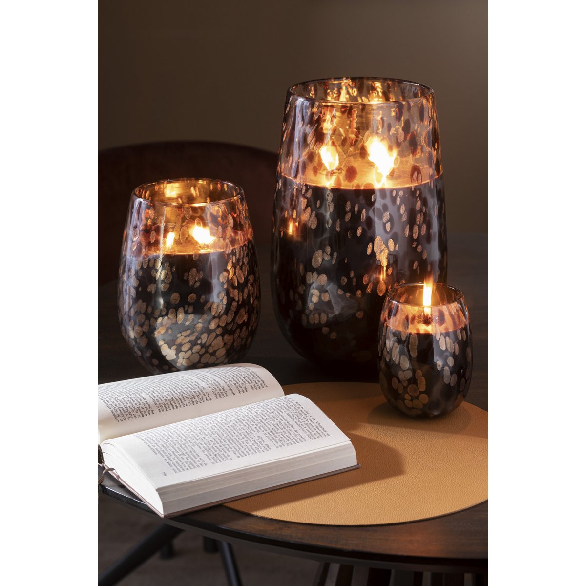 J-Line geurkaars Mia - glas - zwart/mix - S