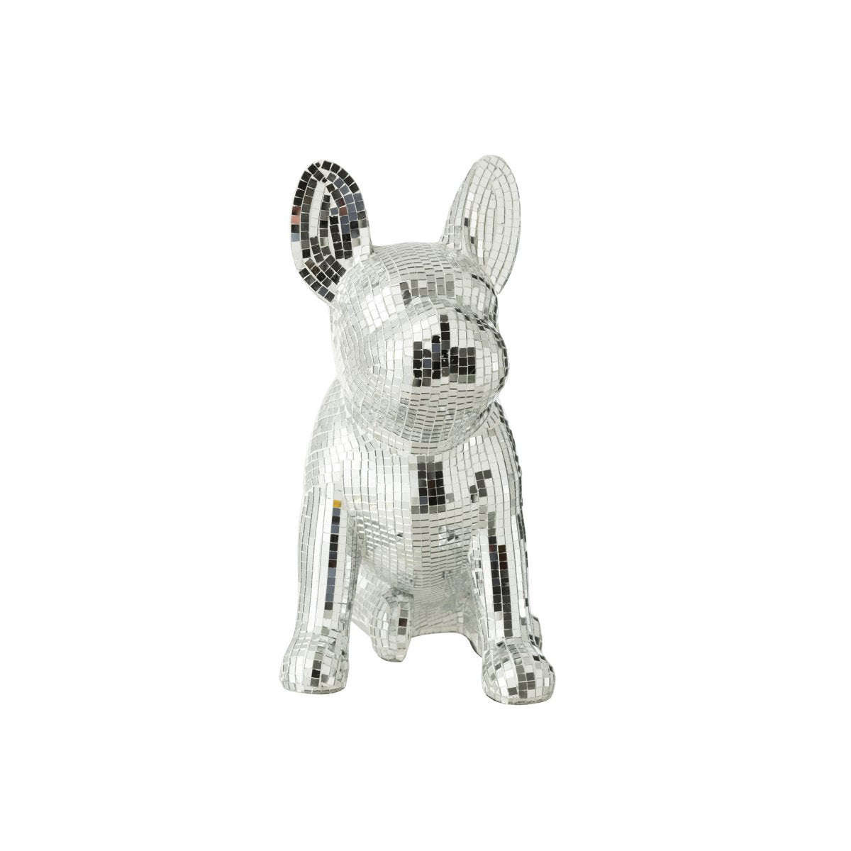 Dekofigur Disco Bulldogge Silber Spiegel Mosaik 33 cm