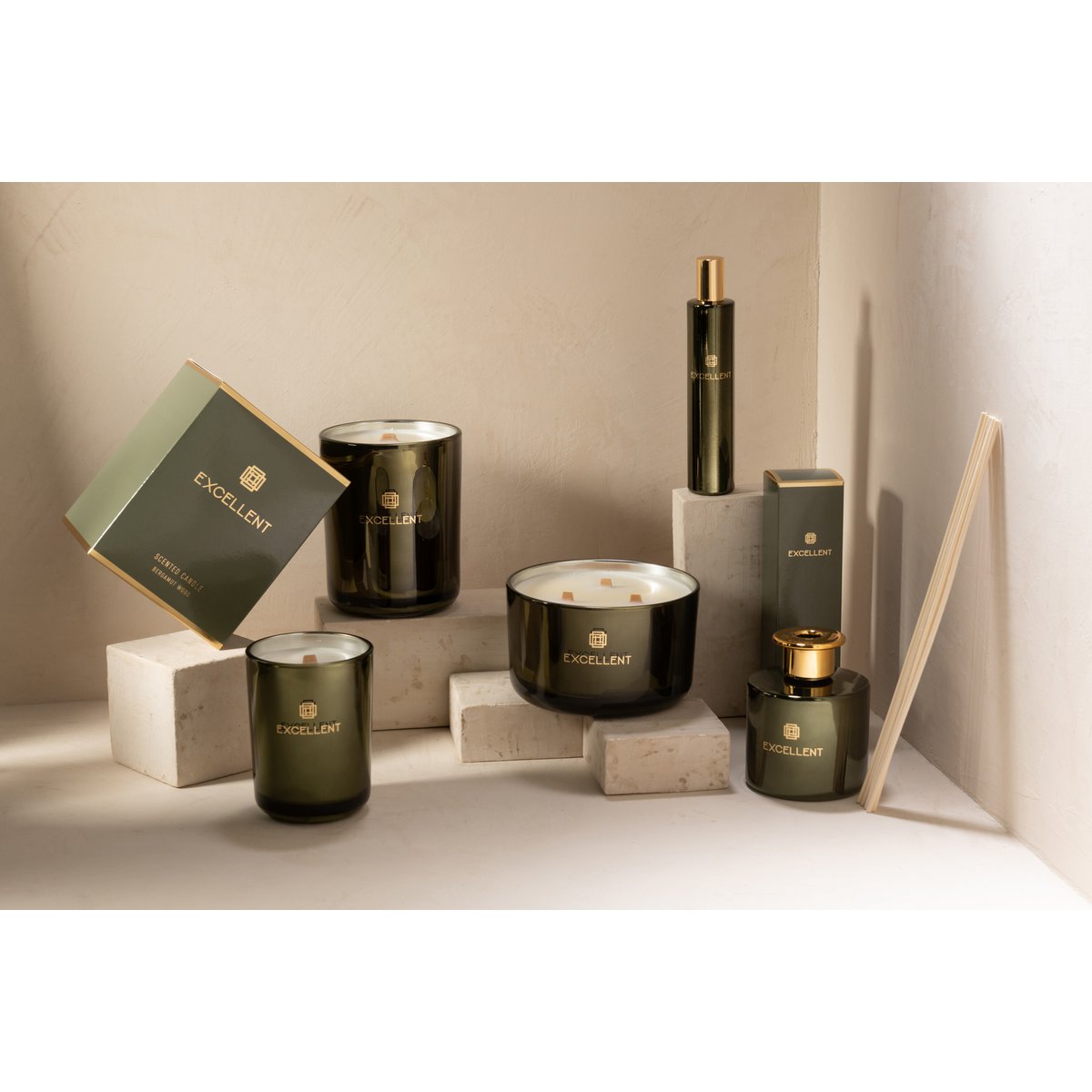 J-Line Duftkerze Excellent – Glas – Grün – L – 40U