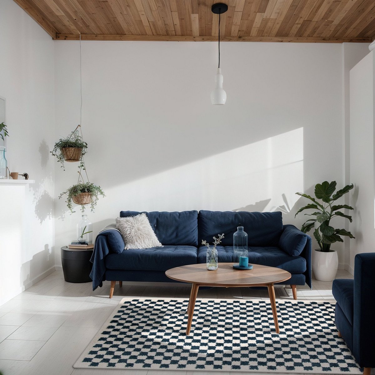 Weicher und sperriger langer Checker -Checkerboard -Checkterteppich