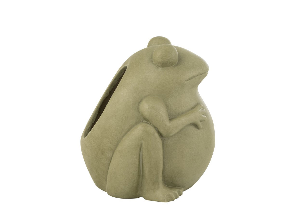 Übertopf Frosch – Große Pflanzenschale aus Ton in Grün