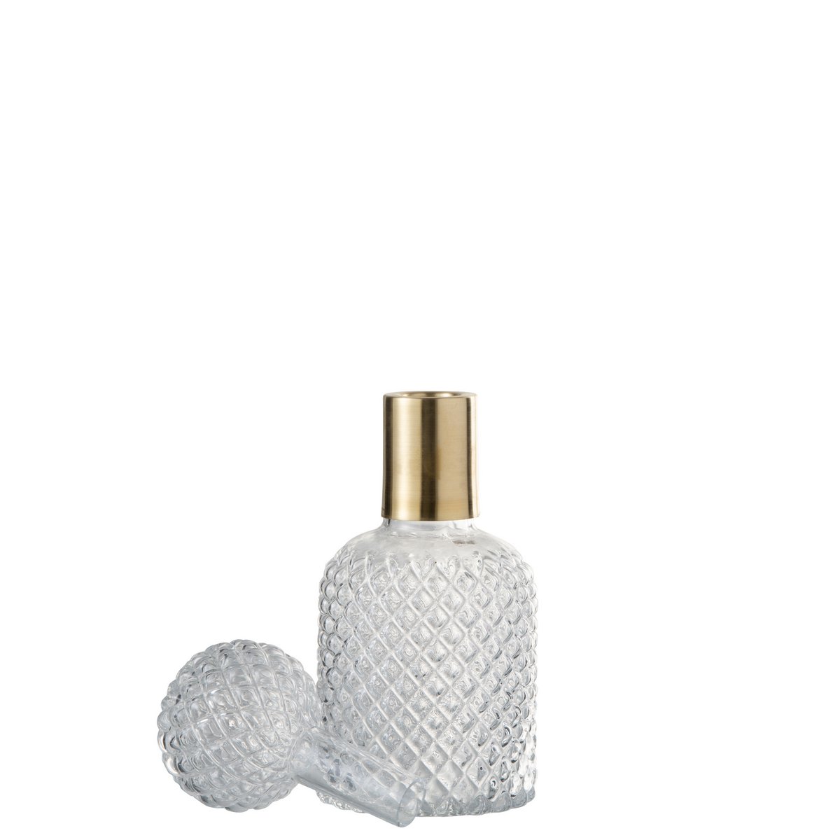 Dekoflasche Mit Korken Klar Glas Relief 30cm