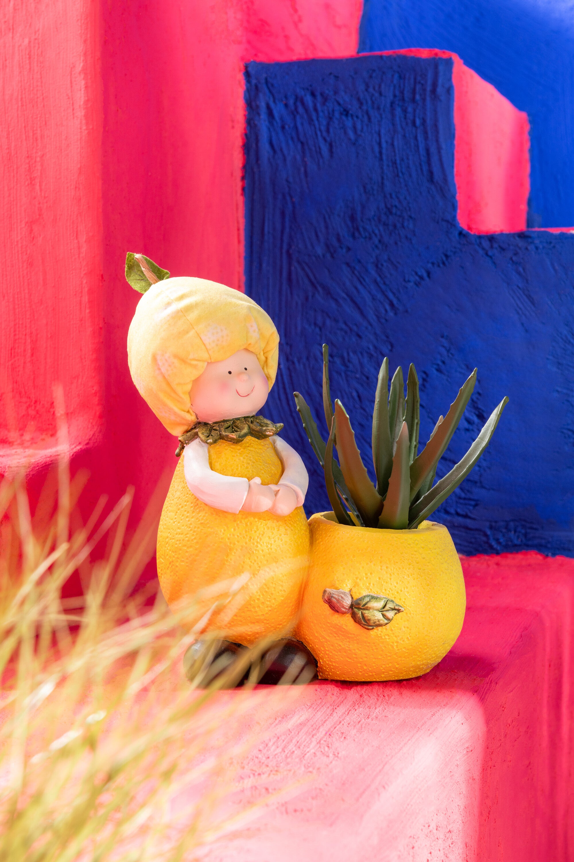 6er Set Kinder Pflanzer mit Zitrone, Orange und Apfel Motiven aus Polyresin, 3-fach sortiert – Farbenfrohe Innenraumdekoration