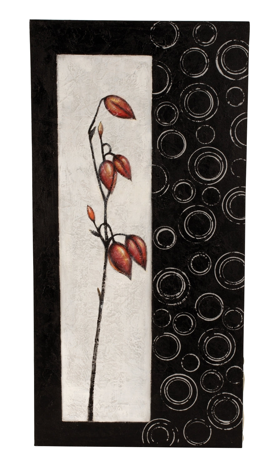 Florale Leinwandkomposition Aurora schwarz weiß rosa 50x100 cm Wandbild