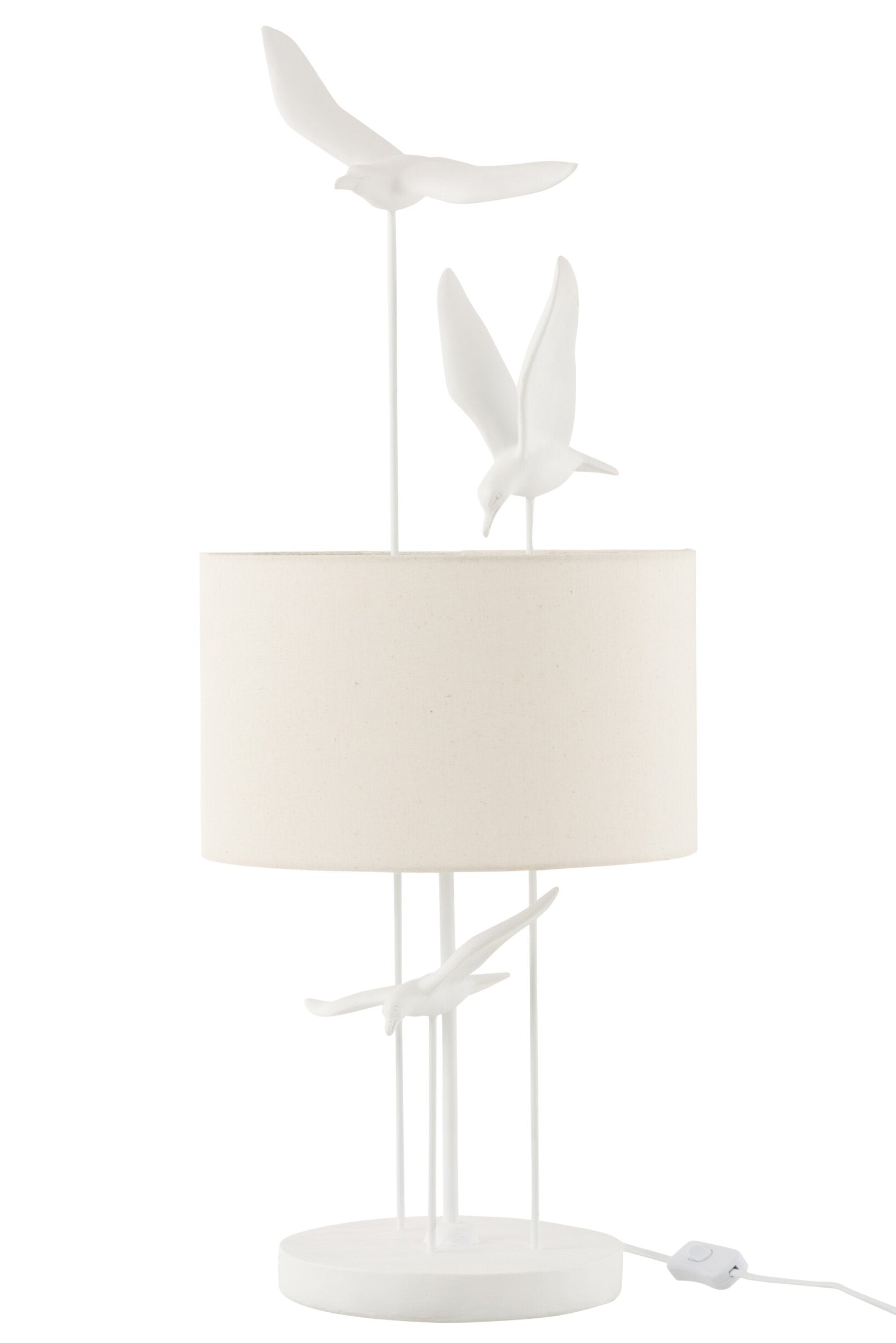 Tischlampe Küstenflug mit Vögeln in Weiß