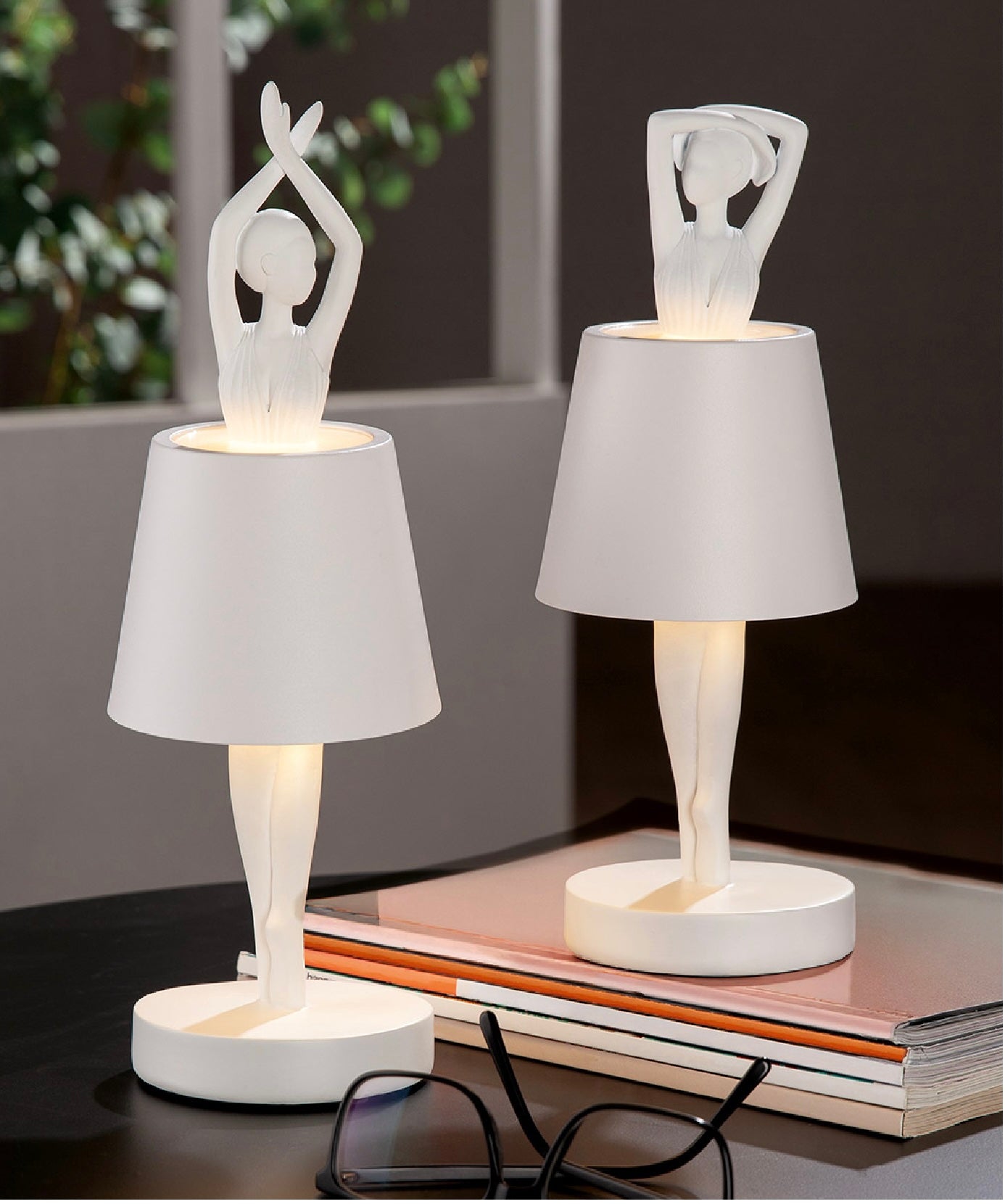 Tischleuchte Ballerina Odette LED Weiß 2er Set