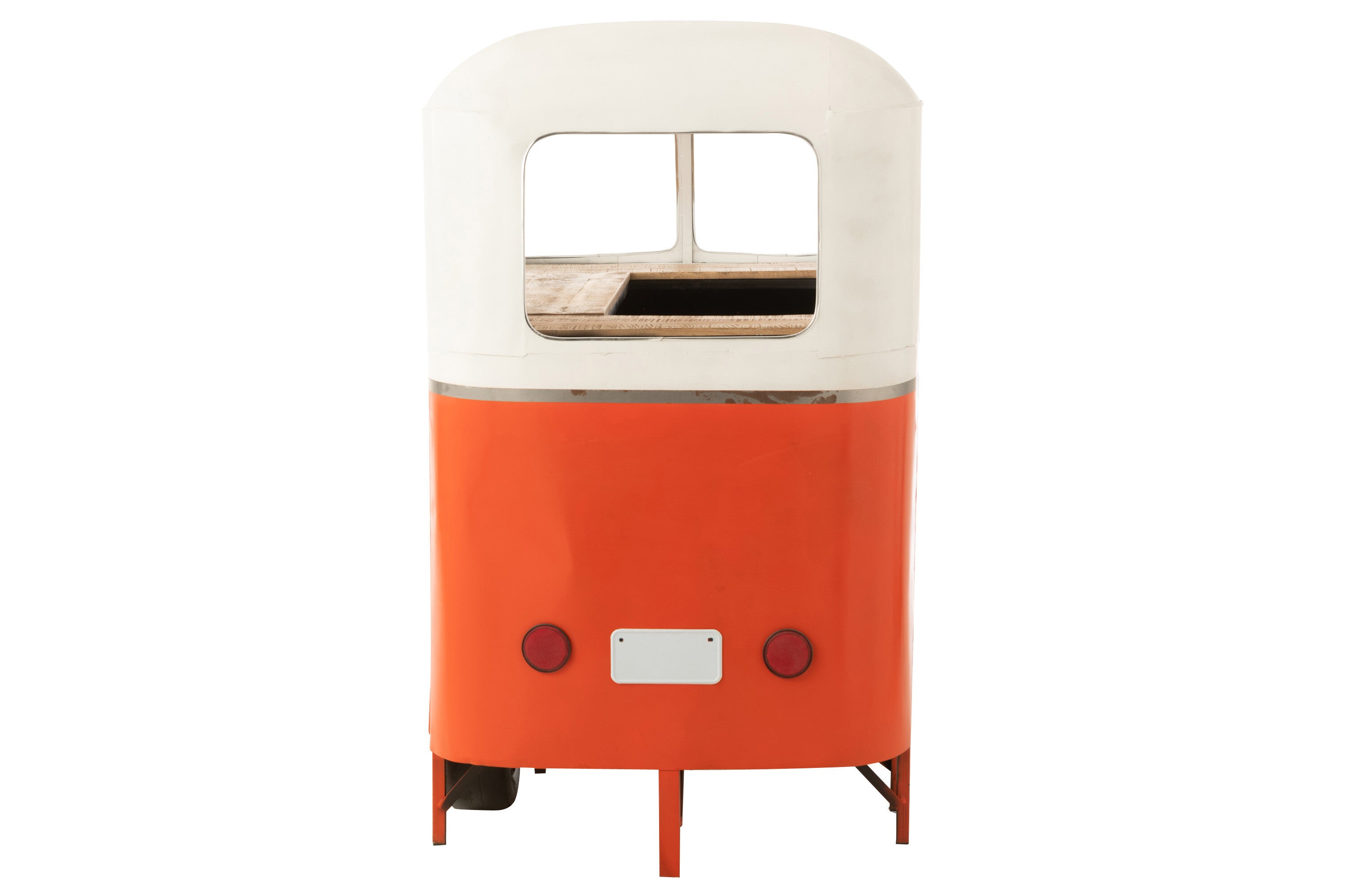 VW Bus Theke Bar aus Metall in Orange - Stilvolle Retro-Bar für Zuhause