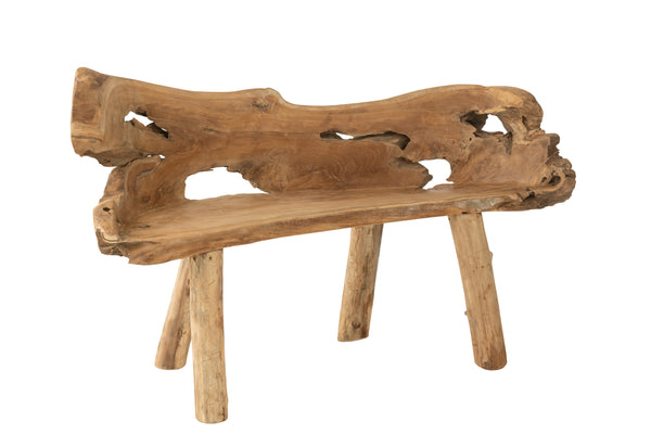 Handgefertigte Holz Sitzbank aus Wurzel Teakholz in Naturell
