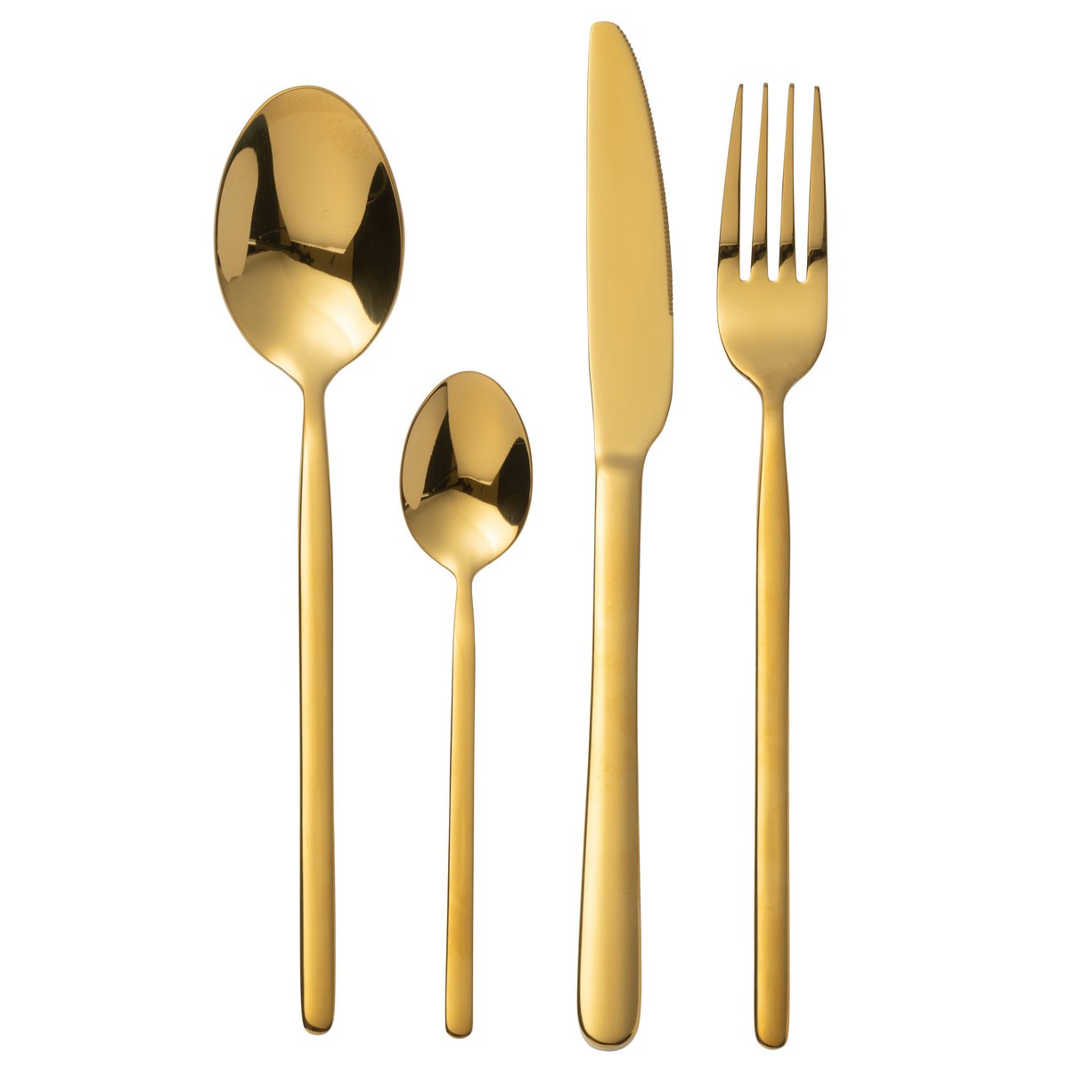 24-teiliges Besteckset aus Edelstahl in glänzendem Gold
