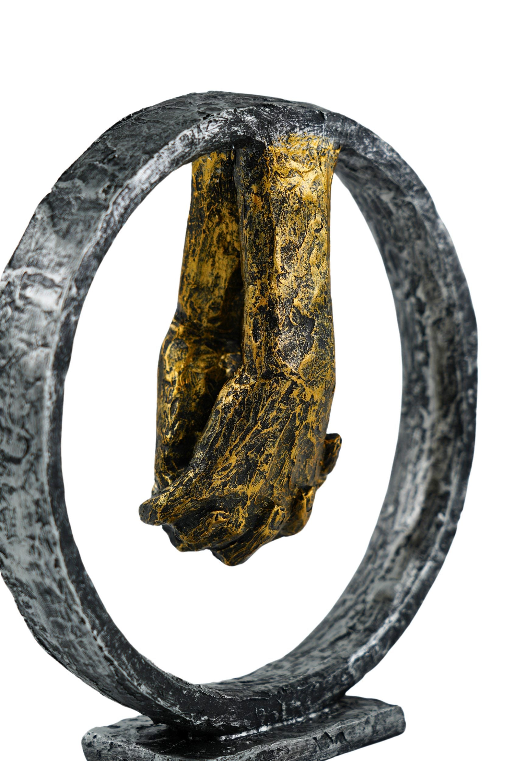 Skulptur Verbundenheit Hand in Hand Silber Gold 22 cm