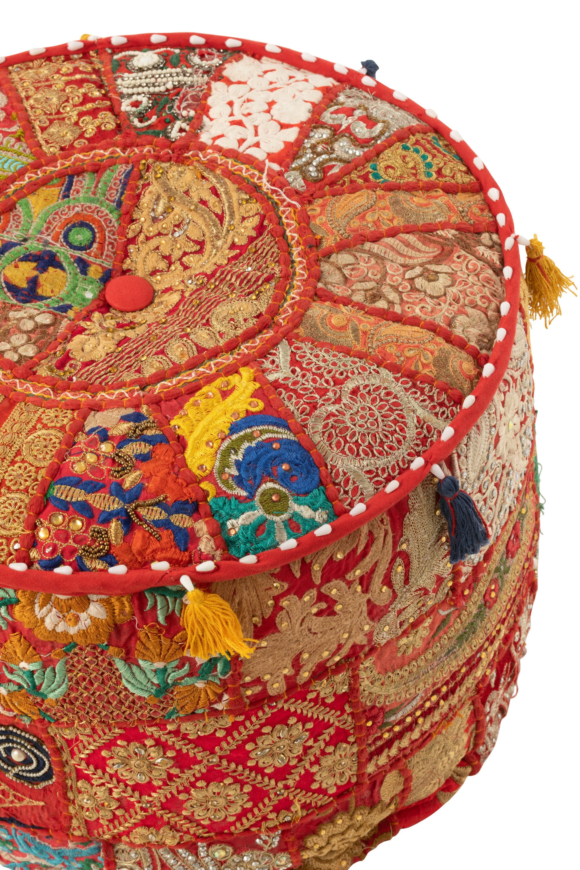 Exotischer Sitzpouf - Handgefertigt in Rot