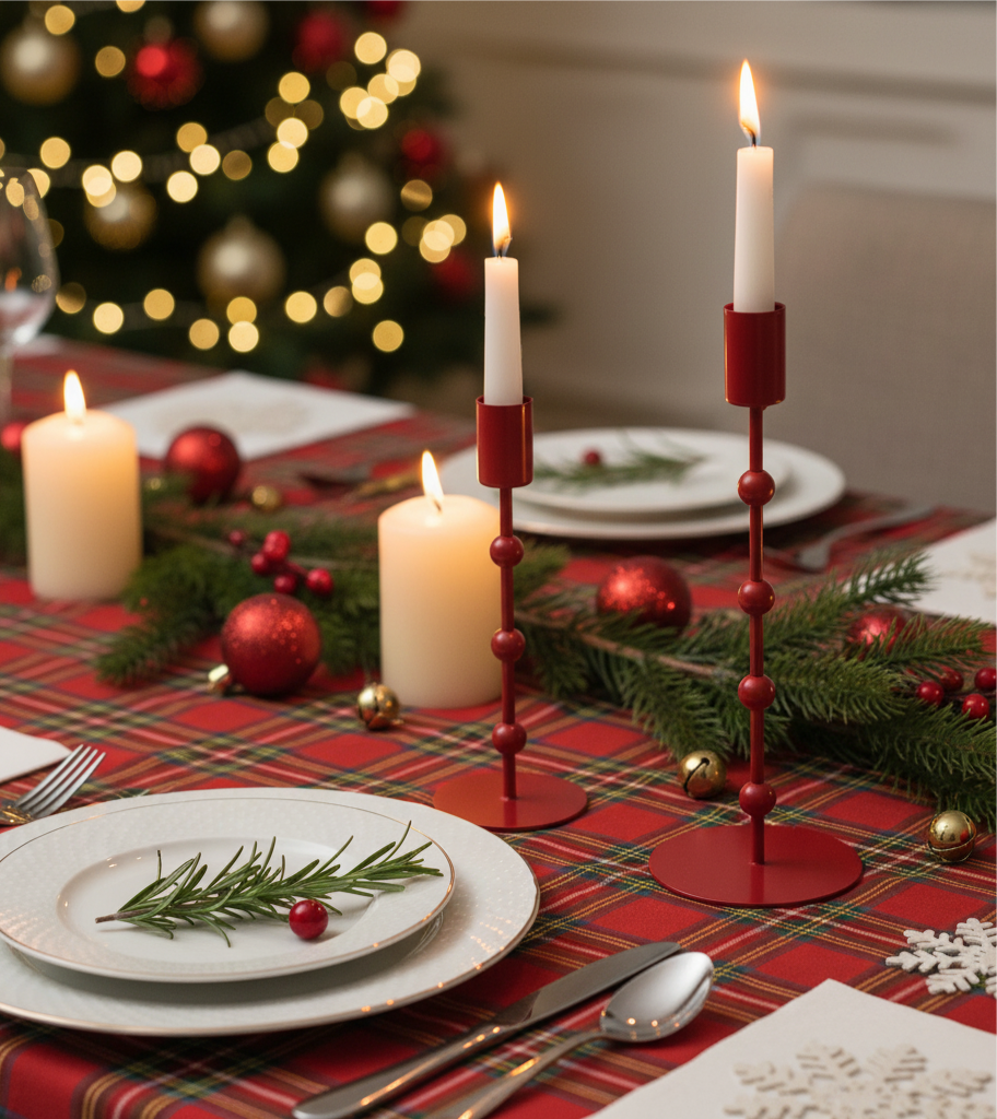 Kerzenleuchter Kimberly 2er Set aus Metall rot