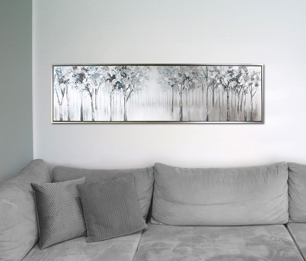 Schitterende muurschildering 'Allee' van Gilde Handwerk - Handbeschilderd canvas op kunststof lijst in antiek zilver
