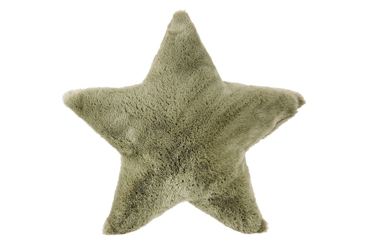 Plüsch Stern Kissen 4er Set, Beige und Dunkelgrün, 45x43 cm