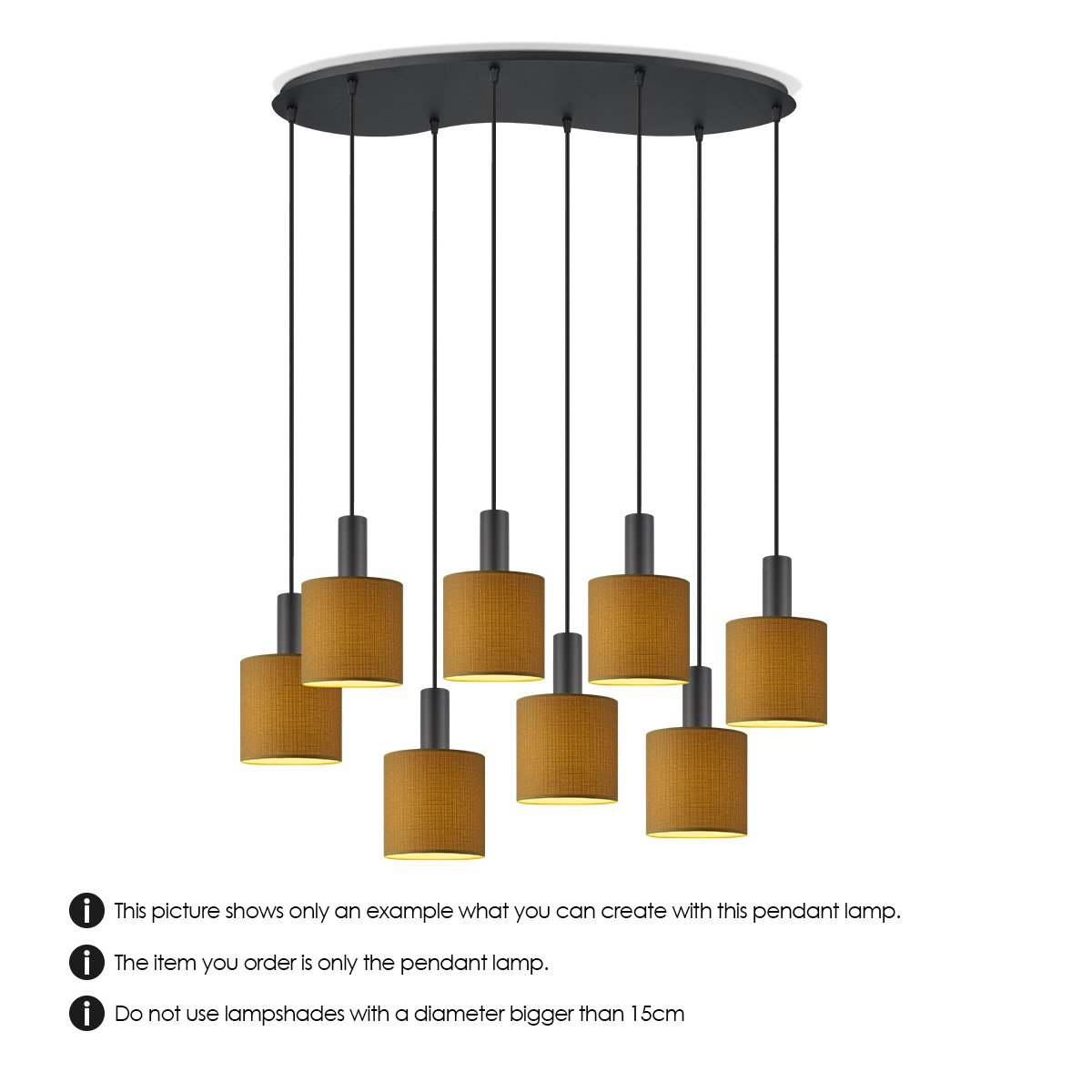 Ovale Metall-Hängelampe 8L - 80/27,5/117,5CM