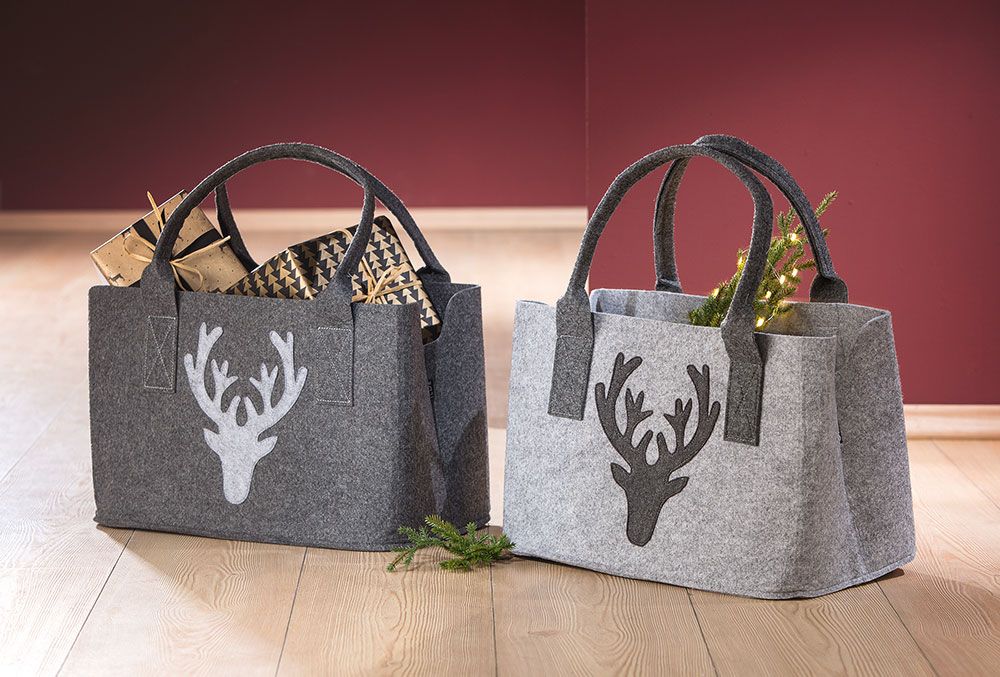 Elegante Filz Shopper Tasche mit Hirsch Design | Handgefertigt, Robust - Ideal für den stilvollen Einkauf