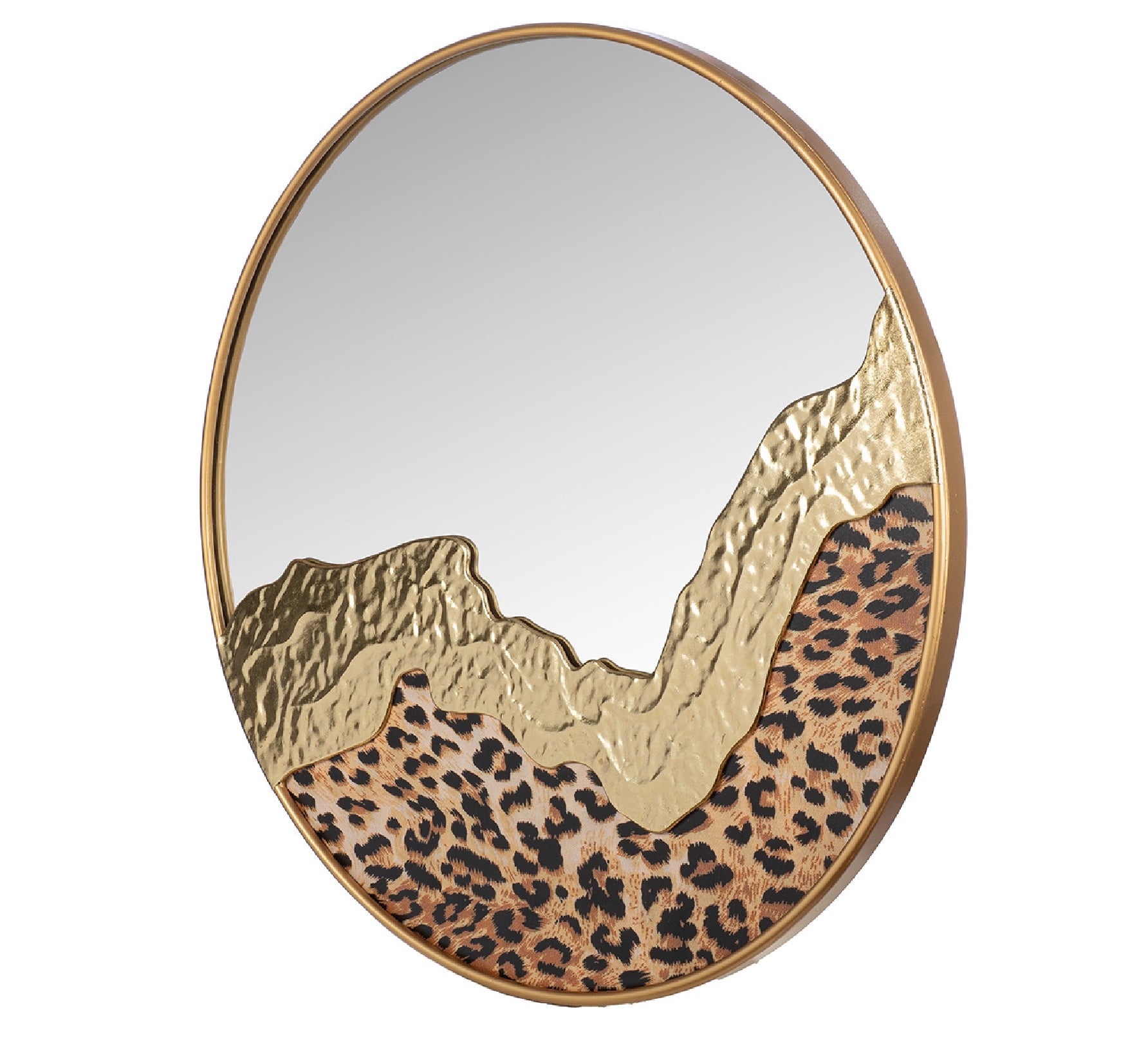 Spiegel Leopard Rund Metall Gold
