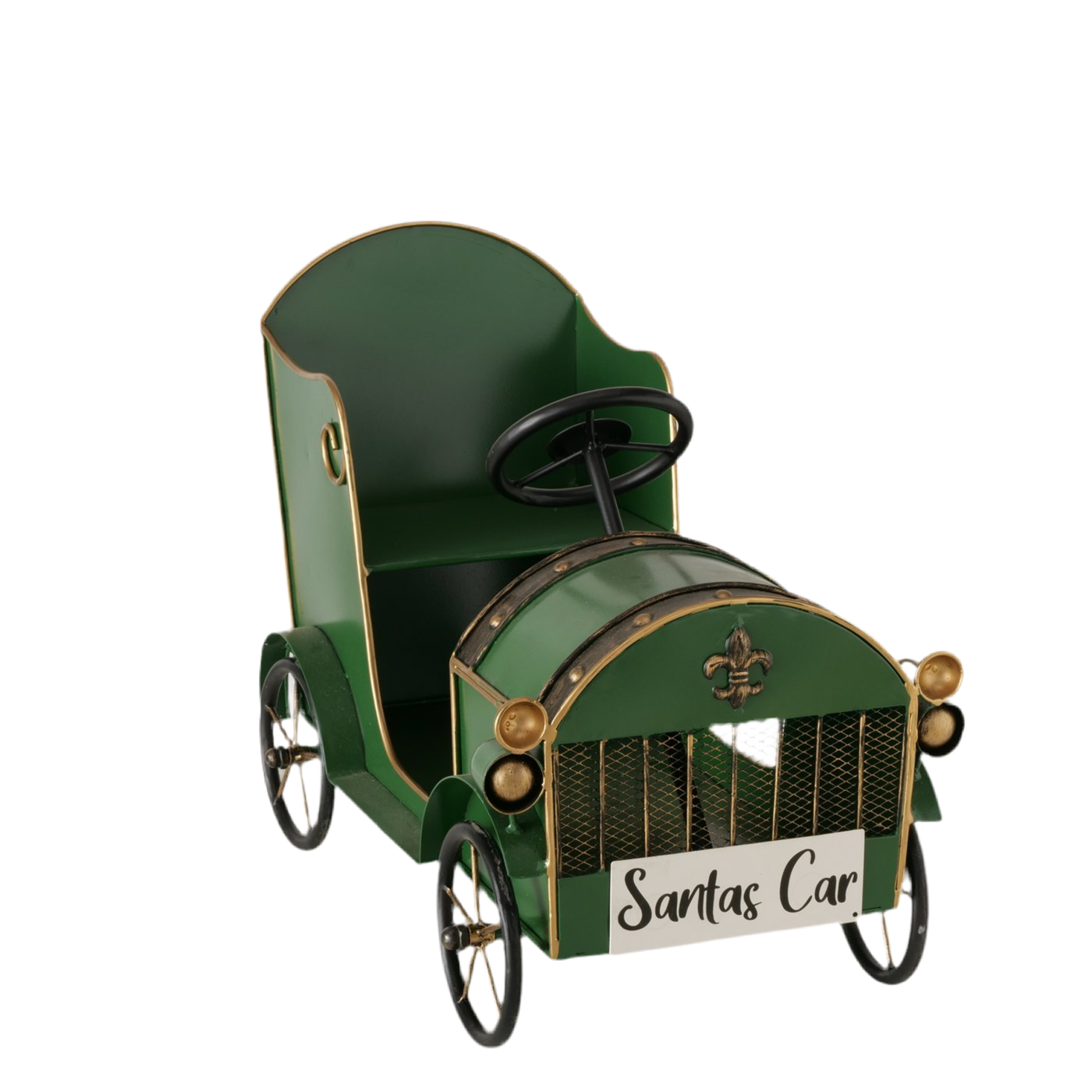 Sant Auto Lizzy Weihnachtsauto Dekoaufsteller Metall Handarbeit 51cm
