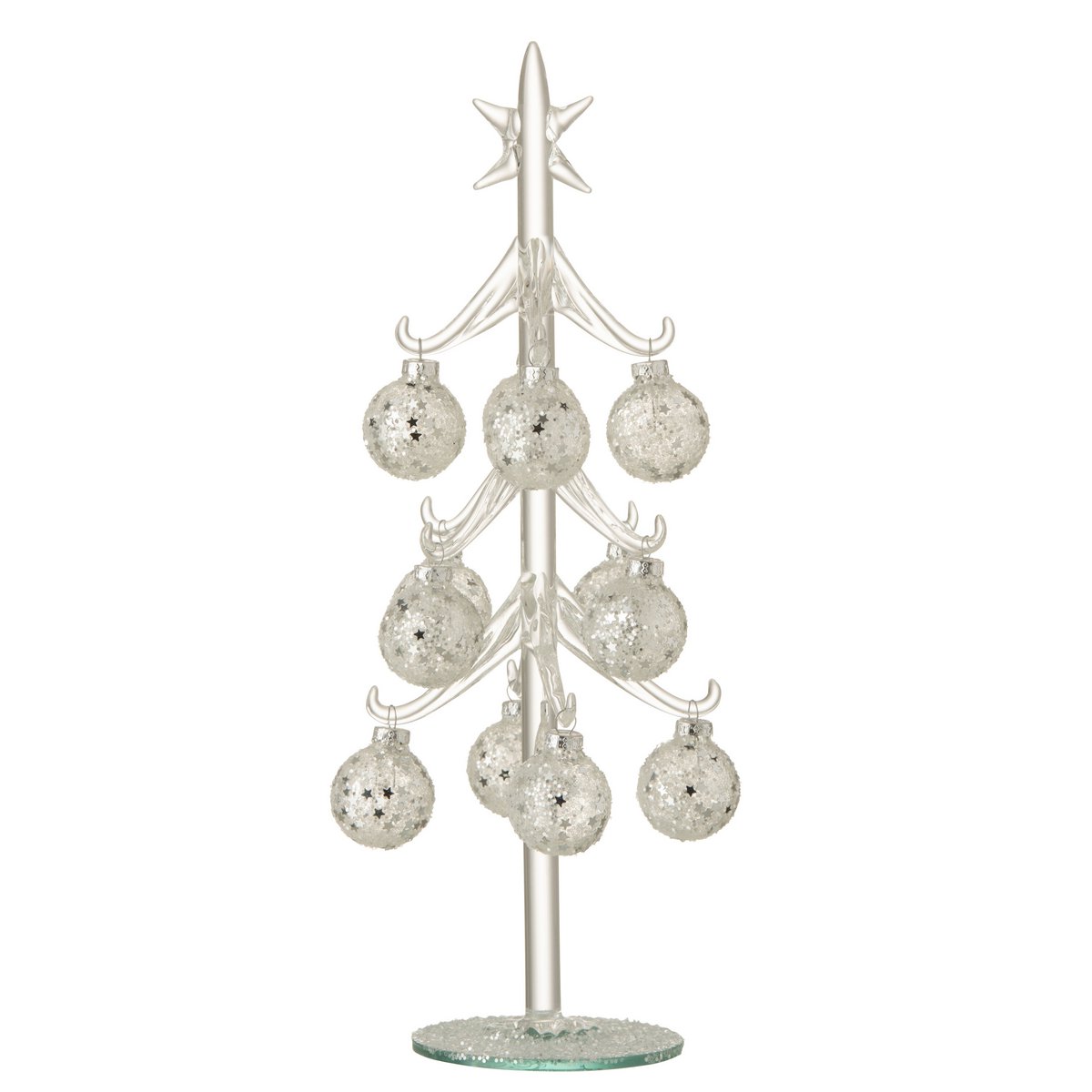 Glaskugel-Deko Silber Sterne Medium 30cm Baumaufhänger Weihnachten