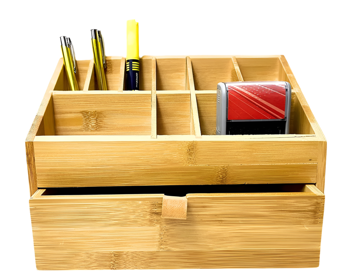 BAMBOX Bambus Schreibtisch Organizer mit 1 Schublade