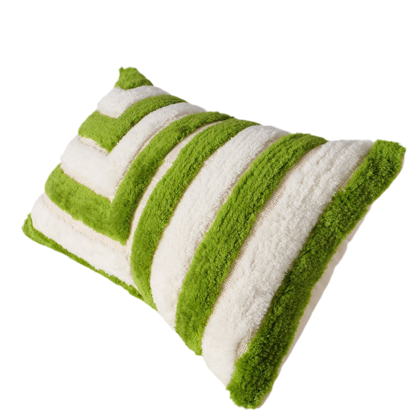 Dekokissen Elias 50x30 cm Grün Weiß Gestreift Handgearbeitet